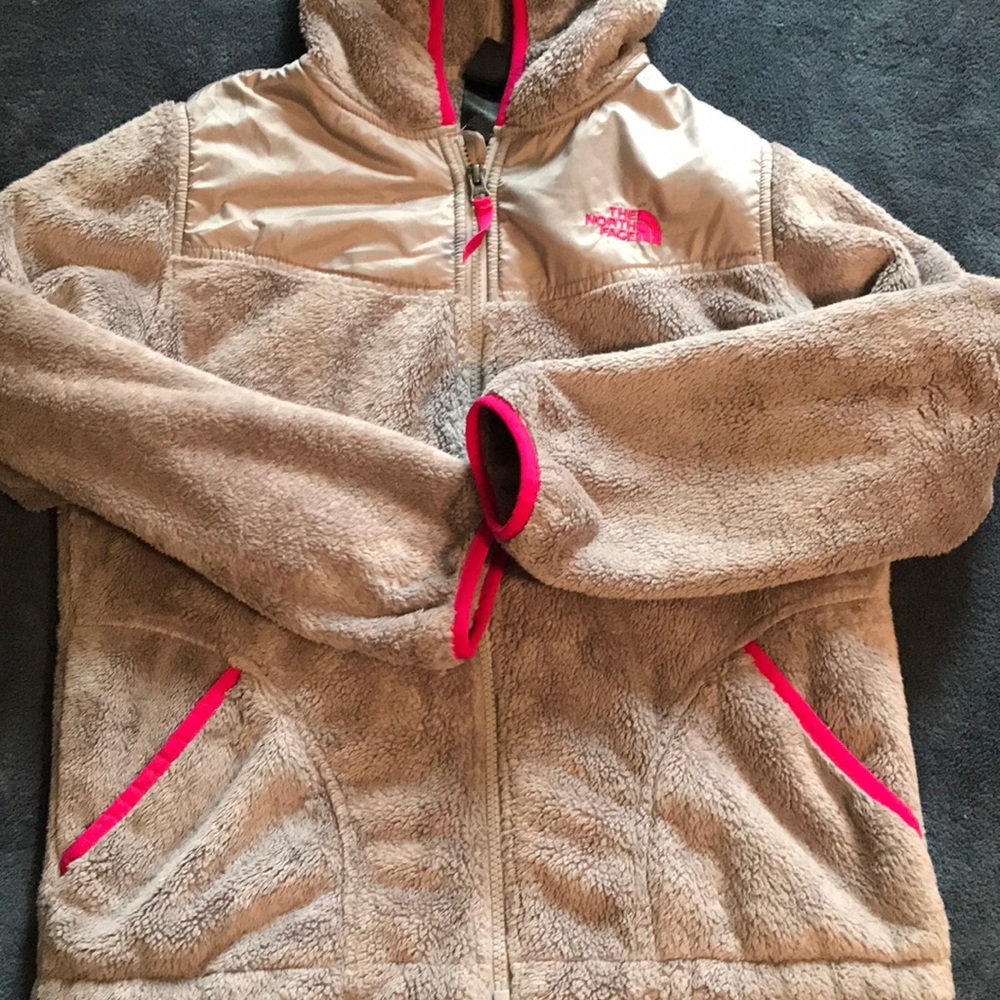 Fleece pink and gray girls large North Face jacket